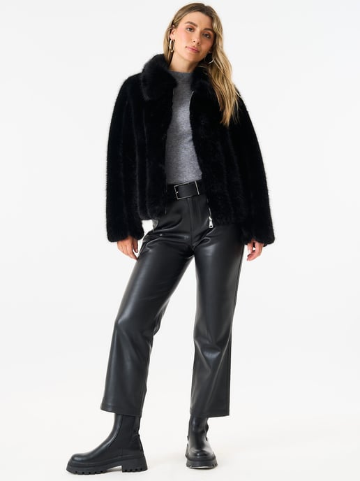 Zip Front Faux Fur Short Jacket