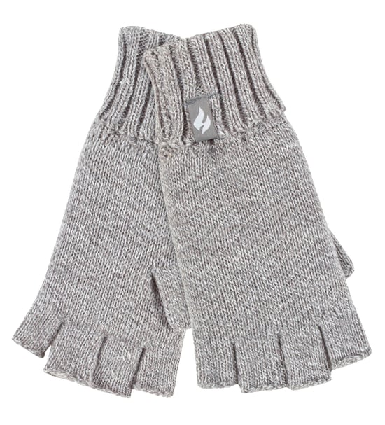 Ladies Solid Knitted Fingerless Gloves | HEAT HOLDERS | Grey - Image 1