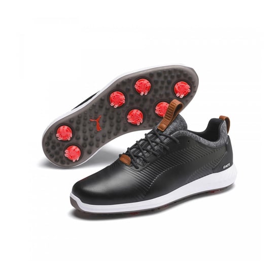 PUMA Power Adapt 2.0 Golf  Lace-Up Black Smooth Leather Mens Trainers 190581 02