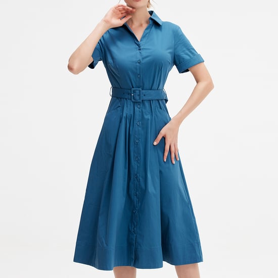 Flared cotton shirt dress