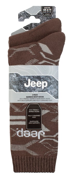 Mens Bamboo Work Boot Socks | Jeep | Soft and Breathable Thick Heavy Duty Cushioned Socks, Knit Ribbed Style Walking Socks - Khaki / Stone - Image 2