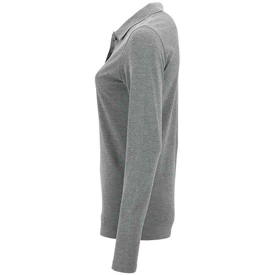 SOLS Dames/Dames Perfect Melange Pique Poloshirt met Lange Mouwen (Grijze Melange) - Image 3