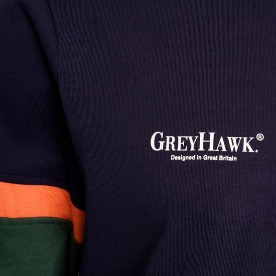 Grey Hawk Long Sleeve Rugby Polo Shirt in Navy