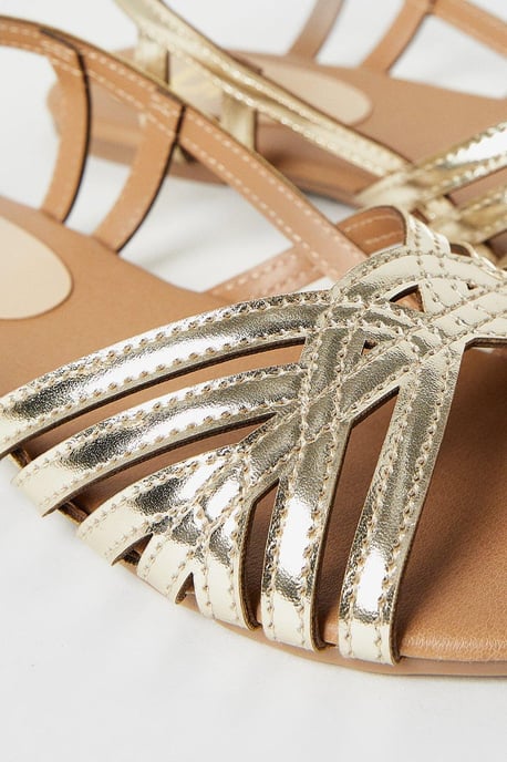 Fiona Lattice Peep Toe Slingback Flat Sandals - Image 4