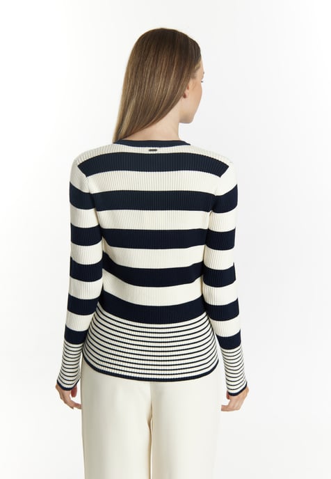 Dreimaster Knitted pullover women marine wool white - Image 4