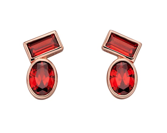Fiorelli Silver Womens 925 Sterling Silver Rose Gold Plated Orange Cubic Zirconia Stud Earrings