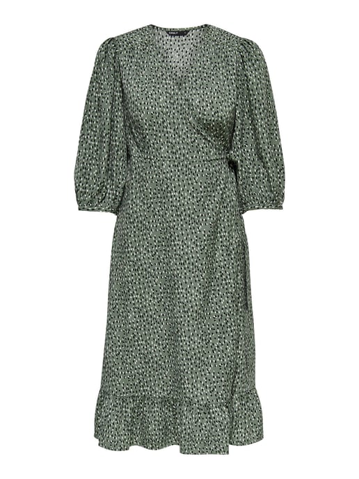 ONLY wikkeljurk ONLOLIVIA met all over print en volant groen/zwart