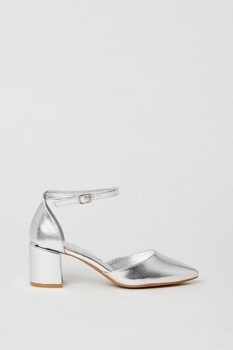 Devonna Pointed Open Mid Block Heel Court Shoes