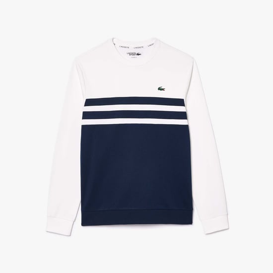Men's Lacoste Sportsuit Ripstop Tennis Sweatshirt in White Navy