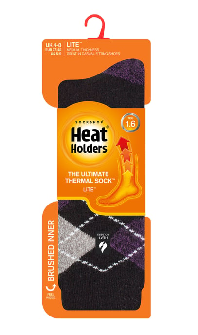 Heat Holders Lite - Isolerade termostrumpor för kvinnor | Flera mönster inklusive Argyle Stripes Hearts Stars | Varma strumpor för vintern - Svart (Cali) - Image 2