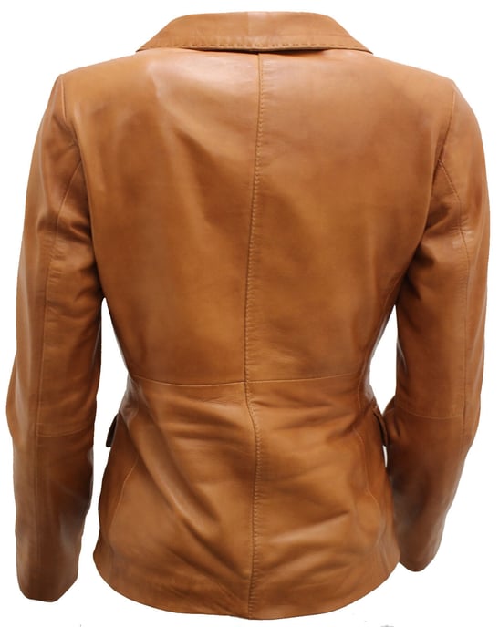 Women's 2-button leather blazer jacket - Newport
