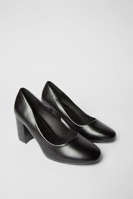 Ella Round Toe High Block Heel Court Shoes