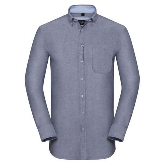 Russell Collection Heren Lange Mouwen Getailleerd Oxford shirt (Oxford Navy/Oxford Blue) - Image 1