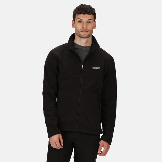 Regatta Great Outdoors Mens Hedman II Two Tone Full Zip Fleece Jacket (Black/Black)