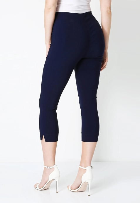 M&CO Womens Crop Stretch Trousers in Navy - Image 2