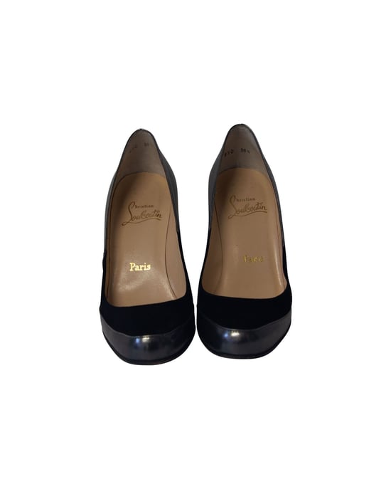Christian Louboutin Metallic Wedge Pumps in Grey Leather - Image 2