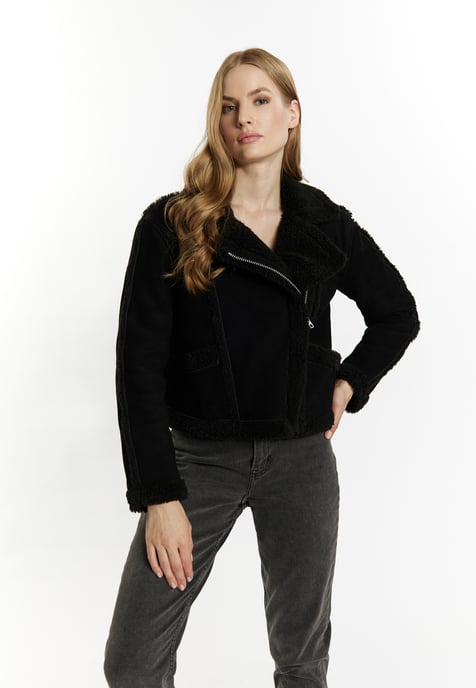Dreimaster Leren bikerjack Dames zwart - Image 3