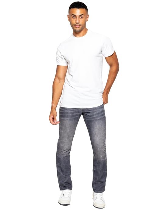 Enzo Mens Denim Straight Fit Jeans - Grey
