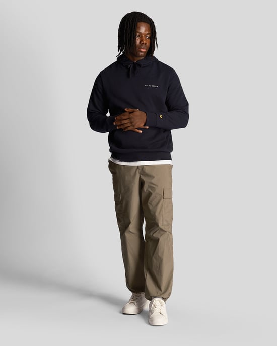 Lyle & Scott Men's Loopback Embroidered Hoodie in Navy - Image 1