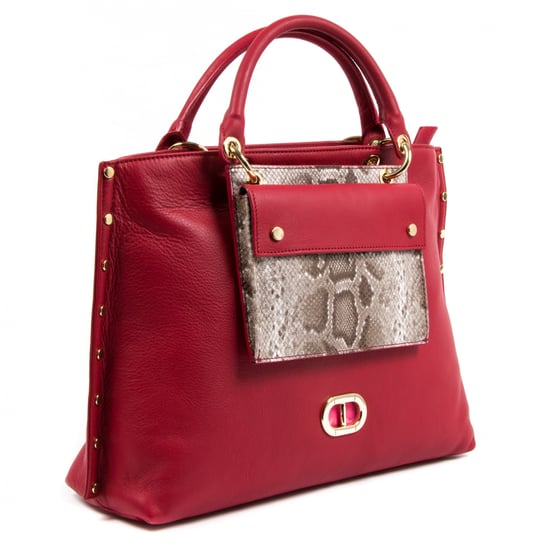Dee Ocleppo Womens Tote GM2000 MIAMI PITONE ROSSO ROCCIA