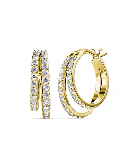 Duo Circlet Earrings - Gold and Crystal - Image 1