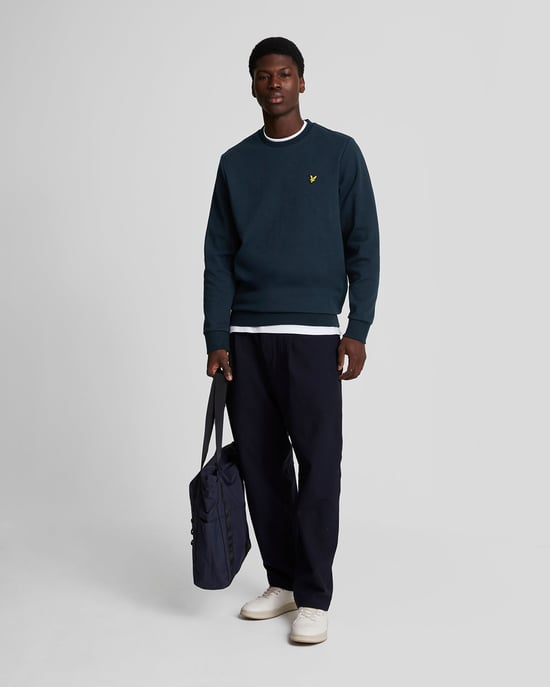 Interlock Crew Neck Sweatshirt för herrar i Navy - Image 2