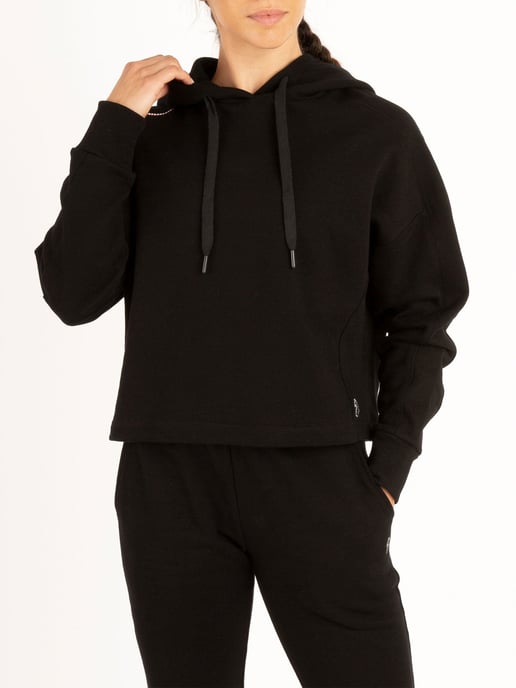 Luke 1977 Womens Cobra Cropped Workout Hoodie in Black