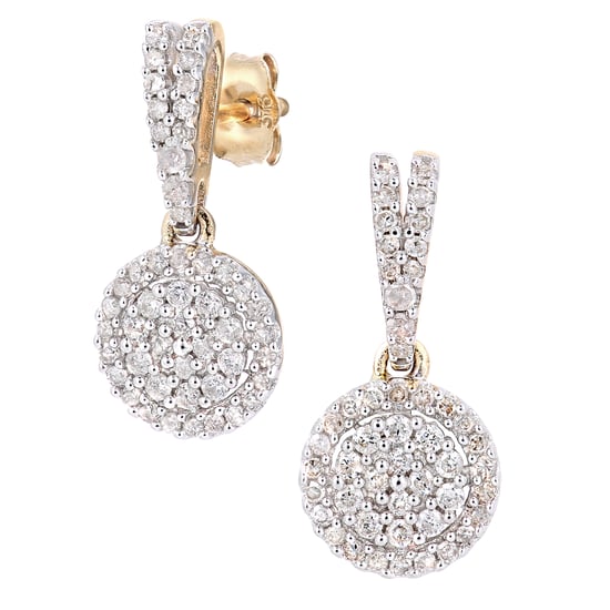 9ct Yellow Gold Diamond Cluster Earrings