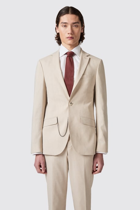 Looten Slim Fit Beige Linen Jacket