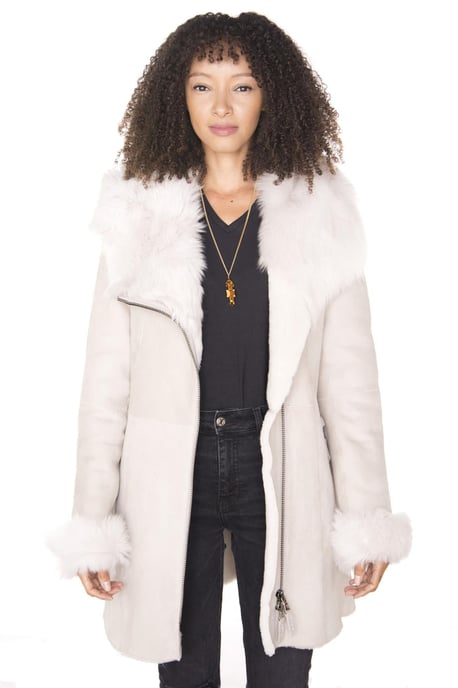 Ladies suede merino lambskin coat Samara