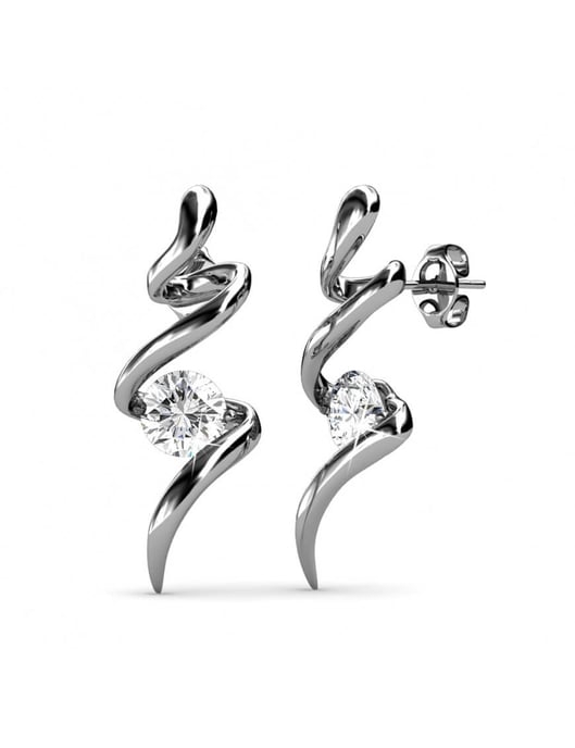 Spiralörhängen - silver och kristall - Image 1