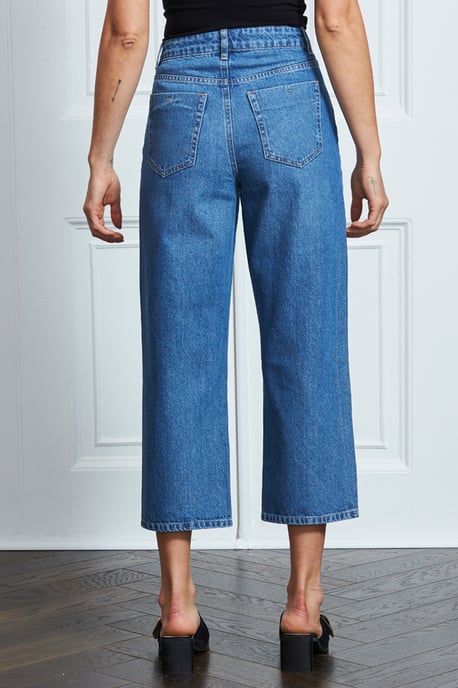 Mid Blue Denim Culotte Jeans