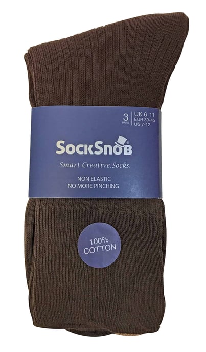 6 Pairs Mens Breathable Cotton Non Elastic Loose Wide Top Dress Socks - Image 2