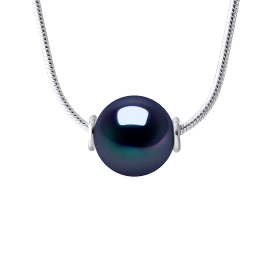 Freshwater Pearl Necklace 10-11mm Round Mesh Black Serpentine 925