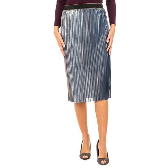 Straight cut skirt with shiny and horizontal effect KWKG01 woman - Image 1
