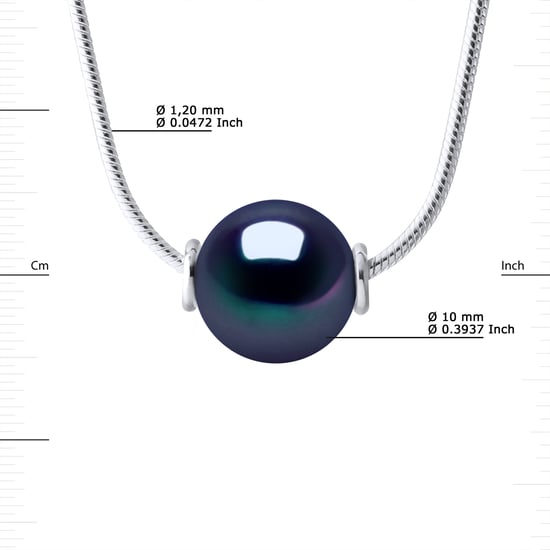 Freshwater Pearl Necklace 10-11mm Round Mesh Black Serpentine 925