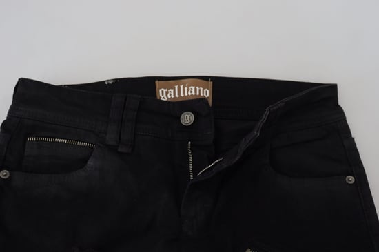 John Galliano Black Cotton Mid Waist Skinny Slim Fit Denim Women's Jeans