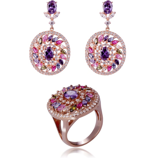 Orphelia 'Enya ' Women's 925 Sterling Silver Set: Earrings + Ring - Rose SET-7428/RG