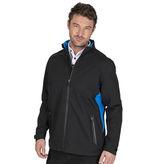 Island Green Mens Stretch Golf Waterproof Jacket (Black/Turquoise) - Image 1