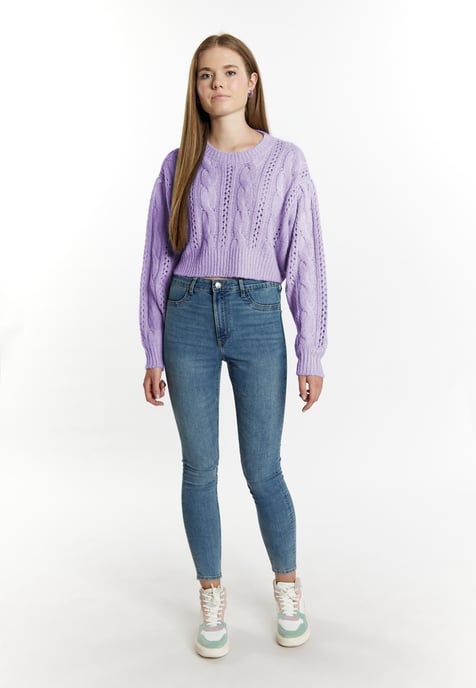 Mymo Gebreide cropped trui Dames violet - Image 2