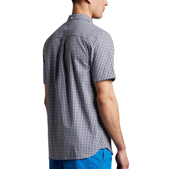Lyle & Scott marineblauw Gringham overhemd met korte mouwen - Image 3