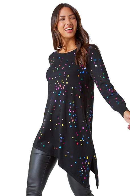 Longline Metallic Spot Asymmetric Jumper