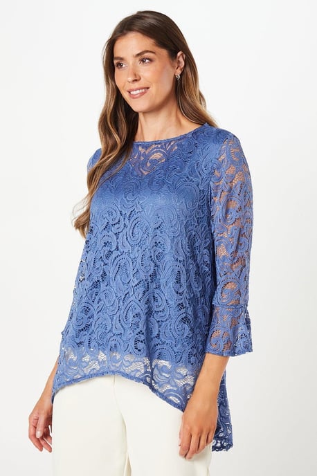 Occasion Lace High Low Hem Blouse - Image 1