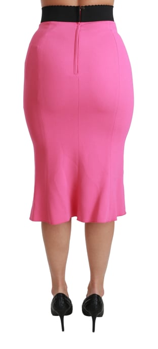 Dolce & Gabbana Roze damesrok met hoge taille en kokeruitsnijding, midi, viscose - Image 5