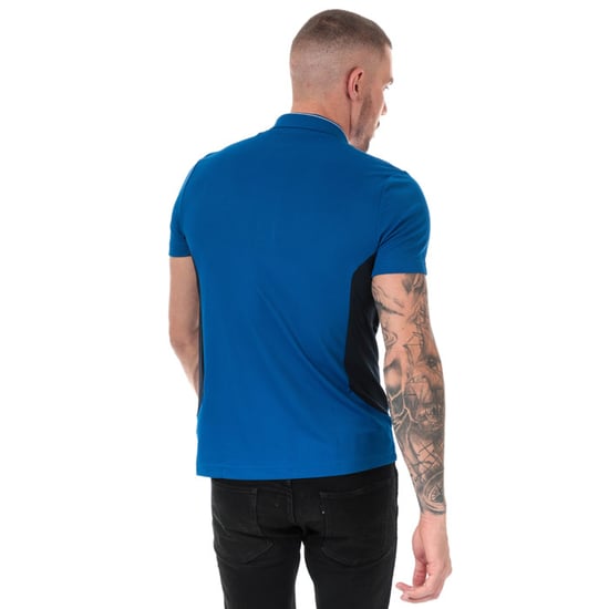 Men's Lacoste Lettering And Panels Knit Golf Polo in blue navy - Image 2