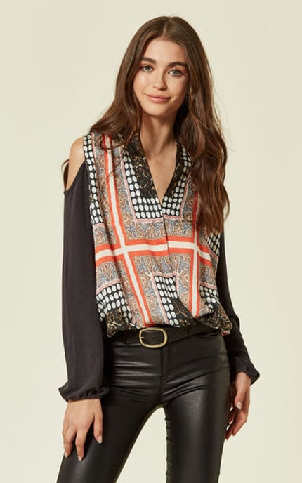 Dancing Barefoot Cold Should Leopard Print Top in Black