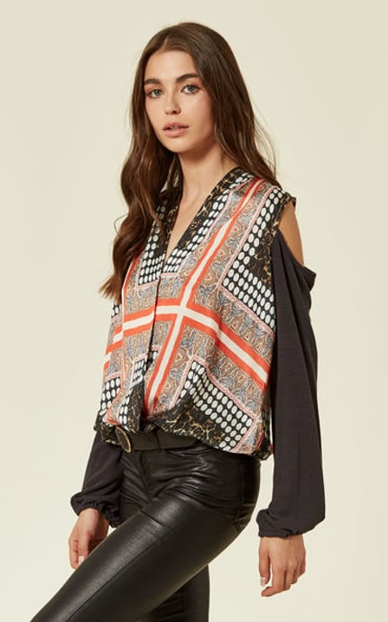 Dancing Barefoot Cold Should Leopard Print Top in Black