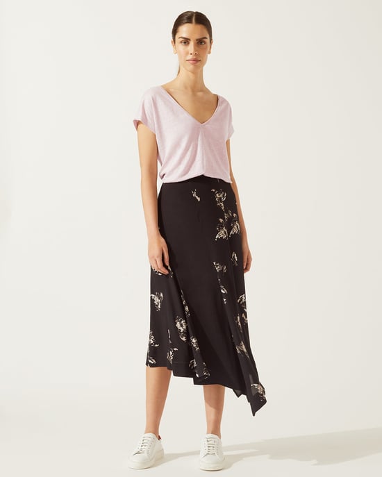 Linen V Cap Sleeve Tee