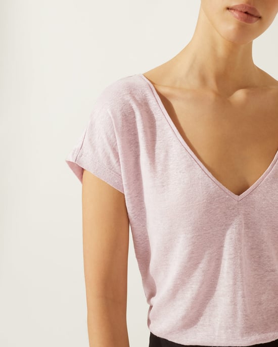 Linen V Cap Sleeve Tee