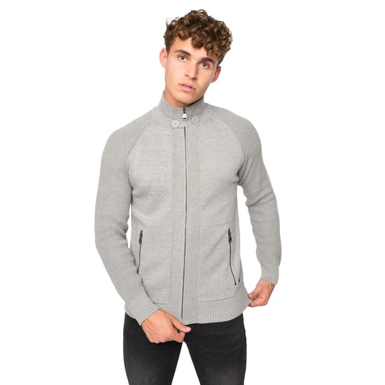 Crosshatch Mens Birchin stickad jumper med full dragkedja (grå) - Image 1